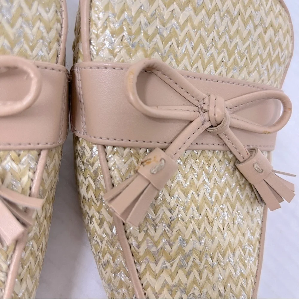 Coach stassi slides raffia woven straw mules closed toe size 6